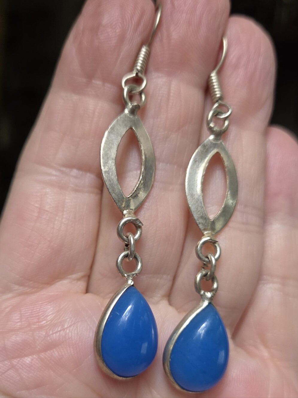 Chalcedoney Sterling Teardrop Earrings - Picture 4 of 5